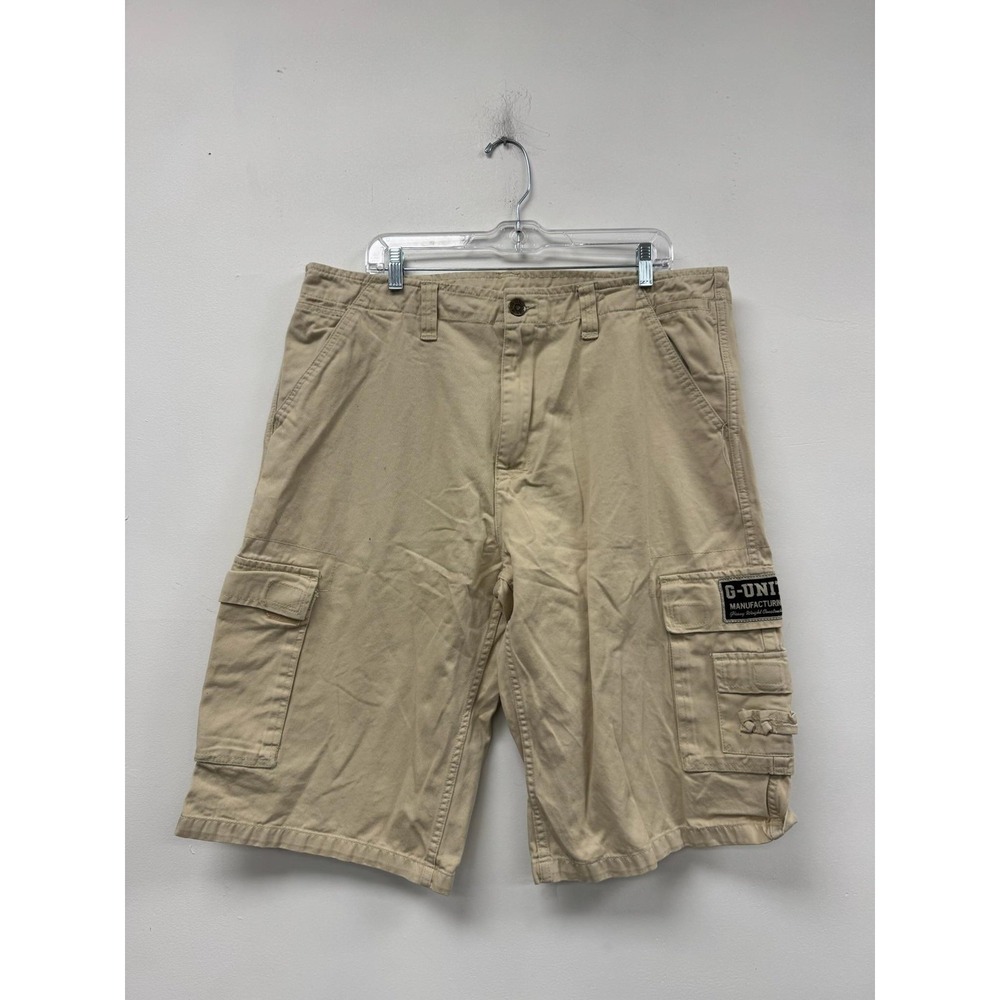 VTG G-Unit Cargo Shorts Mens 38 Beige Relaxed Fit Hip Hop Streetwear Cargo Y2K